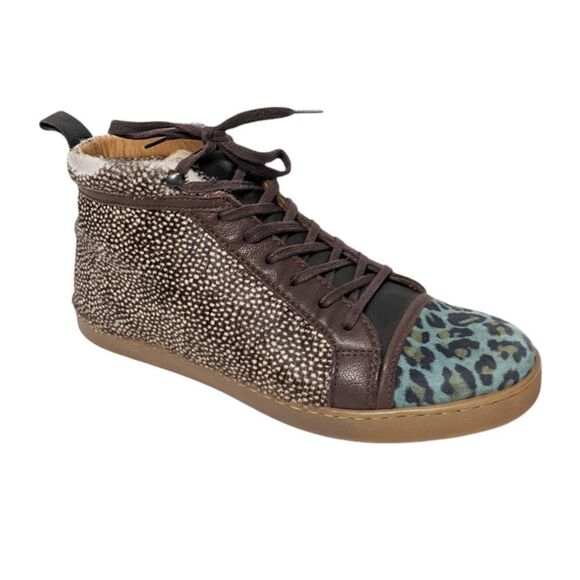 3.1 PHILLIP LIM Fur Animal Print High Top Leather Sneakers 6.5 - Picture 1 of 12